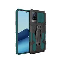 Armor Shockproof Case For VIVO V21E V21 V20 SE Y73 Y72 Y53s Y51 Y31 Y20 Y20s Y20i Y30 Y50 Magnetic Metal Belt Clip Stand Cover For VIVO Y15 žalia