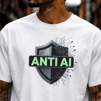 Anti AI Tech Shield T Shirt, Cyberpunk Circuit Tee, Futuristic Digital Top, Hacker Resistance Tshirt, Nerd Gift, Geek Apparel 100 gray