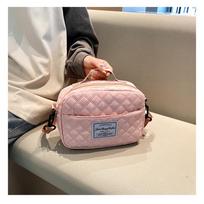 Mother-Child Diamond Pattern Embroidered Travel Bag: Versatile for Gym, Business, Sports, and Maternity Use gray