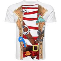 Pirate Shirt Men's Patterned T-shirt Suitable for Halloween Pirate Themed Parties 6XL beige