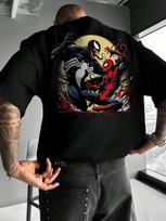 Marvel 2026 nueva Marvel Venom SpiderMan Wars camiseta cómica señoras pareja Combo manga corta relajado Top de talla grande 4XL gray