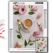 Popular 5D Diy Cross Stitch Tulips And Coffee Painting Full Drill Cross-Stitch Crafts Kit Wall Sticker Home Decor Full Square 30X40CM