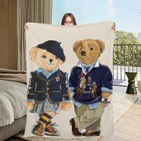 Flanelinis šiltas B-Bears minkštas pliušinis pledas animacinis meno sofai madingas svetainei mielas namai P-P-PoloS miegamasis kelionės dovana namams 75x90cm gray