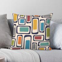 Retro Mid Century Modern Composition Square Pillowcase Polyester Linen Velvet Printed Zip Decor Room Cushion Cover 45x45 30X30CM blue