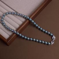 Colorful Mixed Color Deep Sea Mother Shell AK Pearl Necklace Clavicle Chain Diamond Rose Buckle Necklace 12mm gray