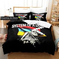 System Of A Down 36 Bedding Set Single Twin Full Queen King Size Bed Set Aldult Kid Bedroom Duvetcover Sets 3D Bed Sheet Set EU Single 135*200cm/53x79in 3pcs black