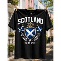 Scotland 2026 Easy Flag Shield Crest with Crown And Soccer Ball Fan Pride T-Shirt, Patriotic Football Fan Style 5XL juoda