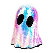 Reflective Disco Ghostly Tabletop Accent with Mirror Tile Finish, Cute Halloween Decors Figurine for Shelf Styling, Desk and Entryway Displays 1 black