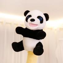 25cm Panda Plush Hand Puppet Cute Cartoon Animal Interactive Plushie Tell Story Stage Prop Appeasing Gift 25cm hand puppet black