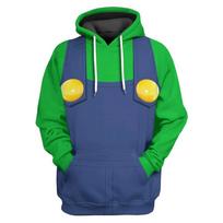 Super Mario Bros. 3D Digital Print Pullover Hoodie for Men 3XL green