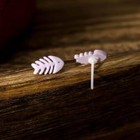 Bioceramic Heart Fishbone Mini Stud Earrings For Women Allergy Prevention Piercing Ear Hole Jewelry brown