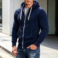 Men's Color Block Raglan Sleeve Zip Up Hoodie for Fitness and Casual Wear M tamsiai mėlyna