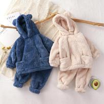 Children's Sleepwear New Autumn and Winter Teddy Bear Home Set Cute Outerwear Warm Jacket 120 mėlyna