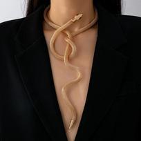 Punk Snake Bendable Choker Adjustable Y-Shaped Metal Snake Wrap Necklace Personality Jewelry Accessory A2 brown