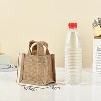 In Stock Burlap Tote: Retro Jute Shopping Bag, Custom Hand-painted or Blank Gift Linen Bag. Vertical 10.5*12*8 [Ultra mini yellow jute] beige