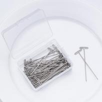 50pcs/box DIY Wig Securing Pins, T-shaped Pins, Suitable For Knitting, Wigs, Sewing And Office Wall Decoration gray