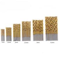 60Pcs/set Titanium-plated Twist Drills  Drill Bits, Open-hole Drilling Straight Drilling Round Shank Small Twist Drill Combination
