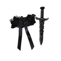 Lace Bow Halloween Pirate Costume Leg Sleeves Props One Size black