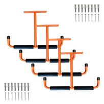 4Pcs Double T Bar Metal Ladder Racks Wall Hanging Display Storage Rack Overhead Garage Storage Hook Easy to Install orange