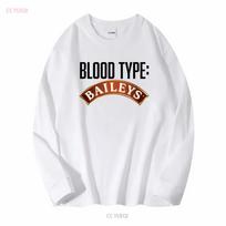 Baileys Irish Cream Alcohol Logo Funny Blood Type Parody T Shirt Long Or Short Sleeves Vintage Washed Versatile L white