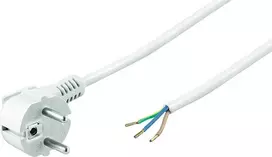 Wentronic Goobay Įžemintas maitinimo laidas su kampu, 3 m, Baltas - CEE 7/7 (F tipas) > laisvi galai (93312)