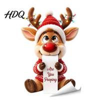 Festive Toilet Tank Decorations Christmas Stickers Self‑Adhesive Waterproof PVC Wall Decals 3D Colorful Reindeer Holiday Bathroom Accessories B beige