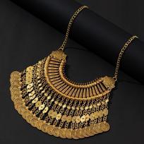 Čigoniška Bohemietiška Metalinė Monetų Kutų Pareiškianti Choker Kaklo Grandinėlė Moterims Boho Afganų Turkų Etniniai Tribaliniai Papuošalai black