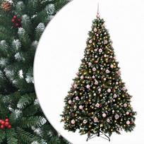 vidaXL Dirbtinė žalia Kalėdų eglutė su žaisliukais 210 cm 300 LED