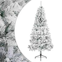 vidaXL Dirbtinė Kalėdų eglutė 150 cm PVC ir Plienas Žalia ir balta