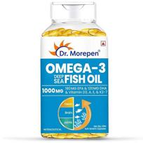 DR. MOREPEN Omega 3 Deep Sea Fish oil 1000 mg Omega with 300 mg DHA with Vitamin A, D3, E & K27 | 60 softgels - (Pack of 1) blue