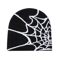 Unisex vilnonė voratinklio rašto kepurė – šilta, atspari šalčiui, lauko žakardo kepurė Sandėlyje One Size (22*24cm) black