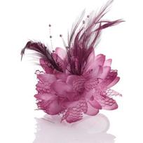 Women's Fashion Flower Feather Bead Corsage Hair Clip Bridal Hairband Brooch Pin Brida Barrettes Hair Mesh Accessories Jewelry pink
