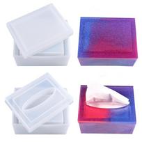 DIY Crystal Drop MoldsTissue Box Daily Necessities Napkin Car Tissue Box Silicone Mold Crystal Epoxy Resin 2 white