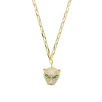 Europos stiliaus stilingi moteriški papuošalai Šaunus gyvūno leopardas jaguaras pakabukas Choker Y Lariat Ilgas moteriškas kaklo papuoalas Madingas pakabukas beige