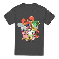 Spongebob The Whole Gang 100% Cotton T-shirt Mens Tees Top S-2XL-Charcoal L red