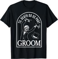 Groom Bride Til Death Do Us Part Skeleton Halloween Matching T-Shirt 3XL black