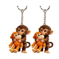 1/2Pcs Keychain Punch The Little Monkey Charm Key Chain Bag Keys Desk Decoration Mini Key Holder Backpack Accessory 2pcs A