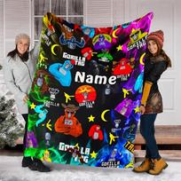 Personalized Custom Name Blanket - Gorilla Tag Print Design,Blanket for Sofa,Bed,Travel,Camping - Soft and Warm, Great Gift 80cmx120cm blue