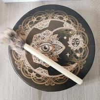 Shamanic Drum10 Inch Hand Drum With Drumstick Sound Healer Shaman Drum For Spiritual Music, Reflection Meditation And Yoga gray