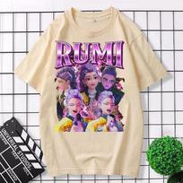 KPop Demon Hunters Mens Womens Tshirt Saja Boys Jinu Romance Saja Tee Summer Boys Girls Fashion Short Sleeves Tshirt 4XL beige