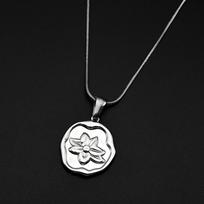Irregular Wax Seal Flower Pendant Necklace For Women Girls Embossed Floral Stainless Steel Snake Chain Jewelry Minimalist Gift