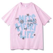 Myles Smith My Mess Albumo Grafiniai Marškinėliai Unisex 2026 Vasaros Nauji Grynos Medvilnės Vienguba Apykakle Hiphopas Y2K Stiliaus Trumpomis Rankovėmis Unisex Marškinėlis Viršus M white