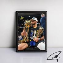 Stephen Curry Autographed Framed Poster black
