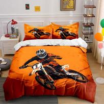 Dirt Bike Rider Orange Print Bedding Duvet Cover Set  (1*Duvet Cover 2*Pillowcases, without duvet insert) 135x200cm orange