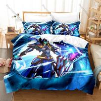 Cool Yu Gi Oh Bedding Set 3Pcs 3D Printed Kpop Duvet Cover & Pillowcases Soft Microfiber Bed Set for Fans Bedroom Decor EU Single 135*200cm/53x79in 3pcs blue