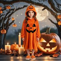Children's Halloween Costume Jumpsuit with Hood for Kids One Size juoda