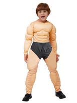 Riebaluotas vyras Cosplay marškinėliai: Juokingas netikrų pilvo raumenų ir krūtinės raumenų kostiumas suaugusiems Large beige