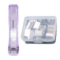 Paper Clip Stapler Portable Clip Dispenser No Hole Punching Paper Pusher with 50 Refillable Transparent Metal Clips Office School Supplies H sidabras