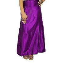 TreegoArt Madingas moteriškas satino pasijonis Saree apatinis sijonas Sari apatiniai Laisvas dydis Reguliuojamas violetinė