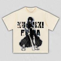BLEACH Kuchiki Rukia Anime Printing T-shirt Men's Clothing Women's 2026 Summer New High Quality Cotton Short-sleeved T S M black